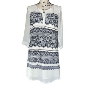 Under Skies white & navy dress medium